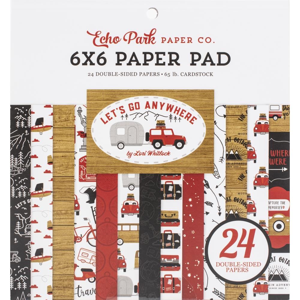 Echo Park Double-Sided Paper Pad 6"X6" 24/Pkg - Let's Go Anywhere LGA242023 echo park paper lets go anywhere Echo Park Double-Sided Paper Pad 6"X6" 24/Pkg - Let's Go Anywhere
