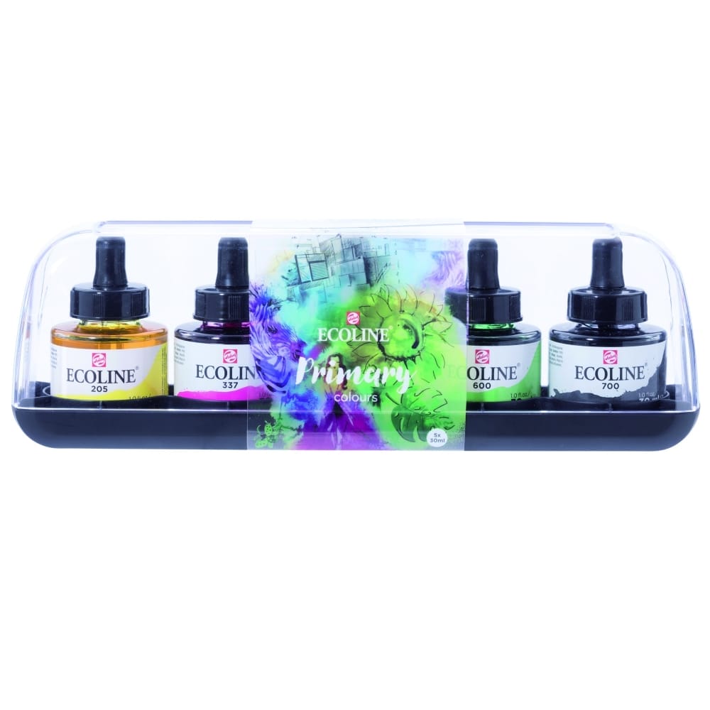 Talens Ecoline Liquid Watercolor Set - Primary (Set of 5) ecoline watercolour primary ink set 5 x 30ml 11259900 Talens Ecoline Liquid Watercolor Set - Primary (Set of 5)