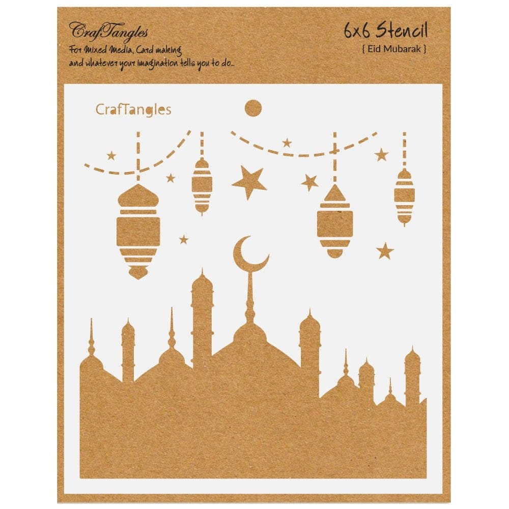 CrafTangles 6"x6" Create a scene Stencil - Eid Mubarak CTCS102 craftangles stencils Eid Mubarak create a scene CTCS102-craftangles-stencils-Eid-Mubarak-create-a-scene