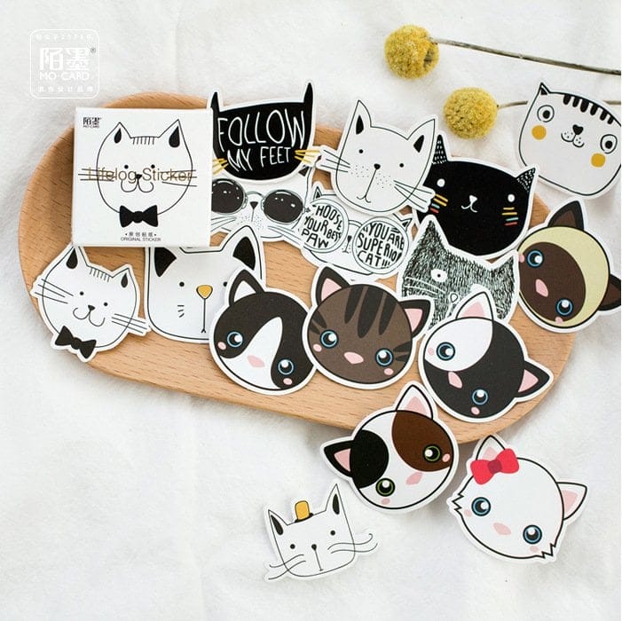 Cute Cats Stickers or Ephemera (45 pcs)
