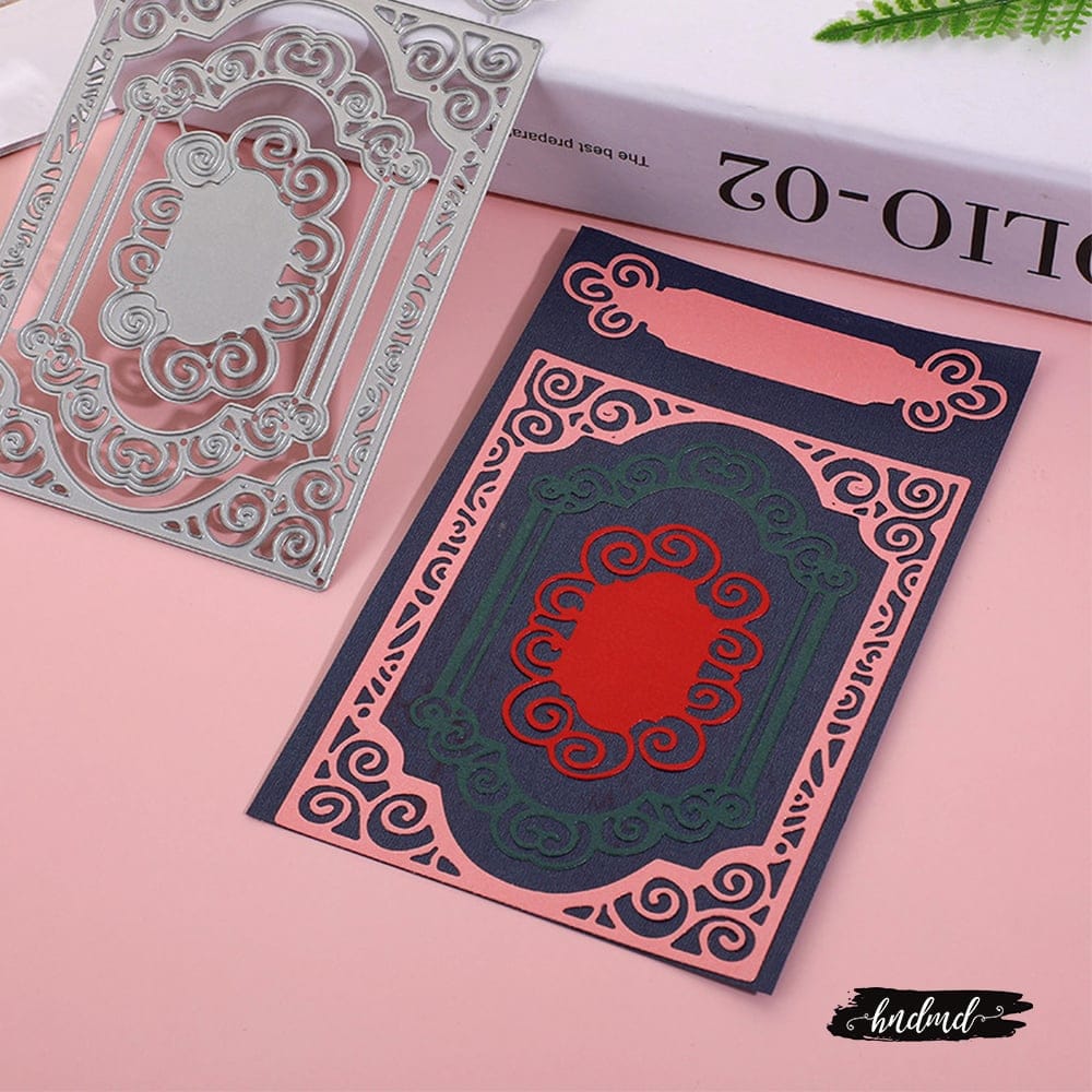 Steel Dies - Ornate Rectangles with Label (Set of 4 dies) XY070 steel cutting dies CraftAdda 1 XY070_steel_cutting_dies_CraftAdda_1