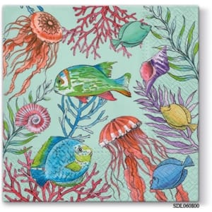 A pack of 12 by 12 inch Decoupage Napkins(5 pcs) - Underwater (SDL060800)