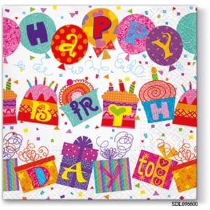 A pack of 12 by 12 inch Decoupage Napkins(5 pcs) - Birthday (SDL096600)