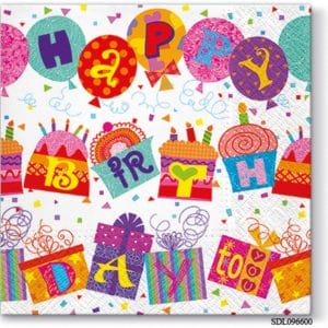 A pack of 12 by 12 inch Decoupage Napkins(5 pcs) - Birthday (SDL096600)