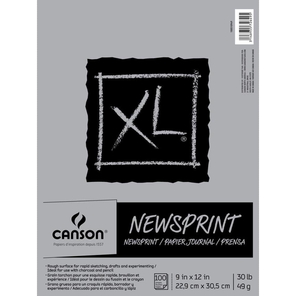 Canson XL Rough Newsprint Paper Pad 9"X12" canson rough newspaper pad 9by12 100sheets Canson XL Rough Newsprint Paper Pad 9"X12"