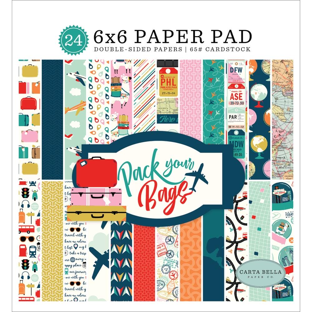 Carta Bella paper pad - Pack your Bags (6by6 inch) cartabella 6by6 pack your bags paper pack Carta Bella paper pad - Pack your Bags (6by6 inch)