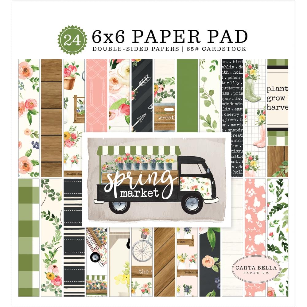 Carta Bella paper pad - Spring Market (6by6 inch) cartabella 6by6 spring market paper pack Carta Bella paper pad - Spring Market (6by6 inch)