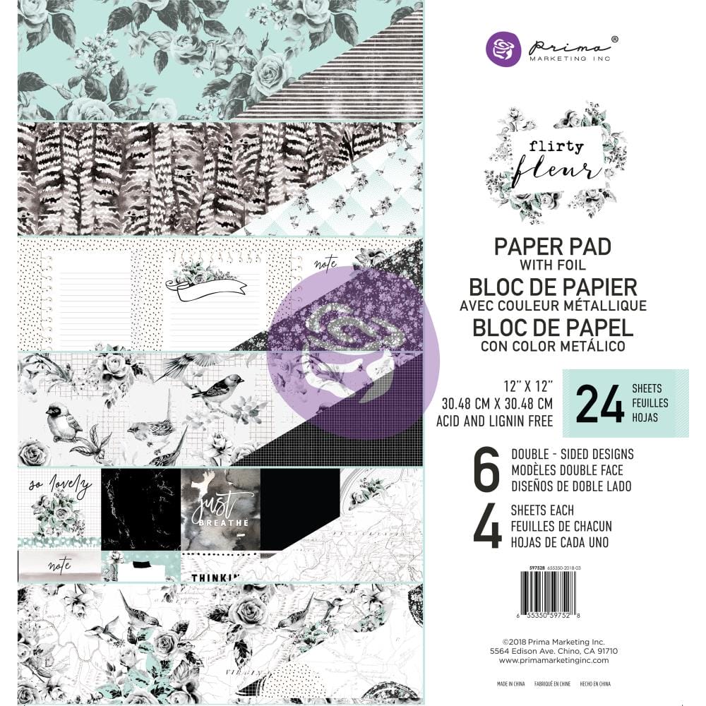 Prima - Flirty Fleur - 12x12 Paperpack (24 double sided sheets) prima double sided paper flirty fleur 12by12 Prima - Flirty Fleur - 12x12 Paperpack (24 double sided sheets)