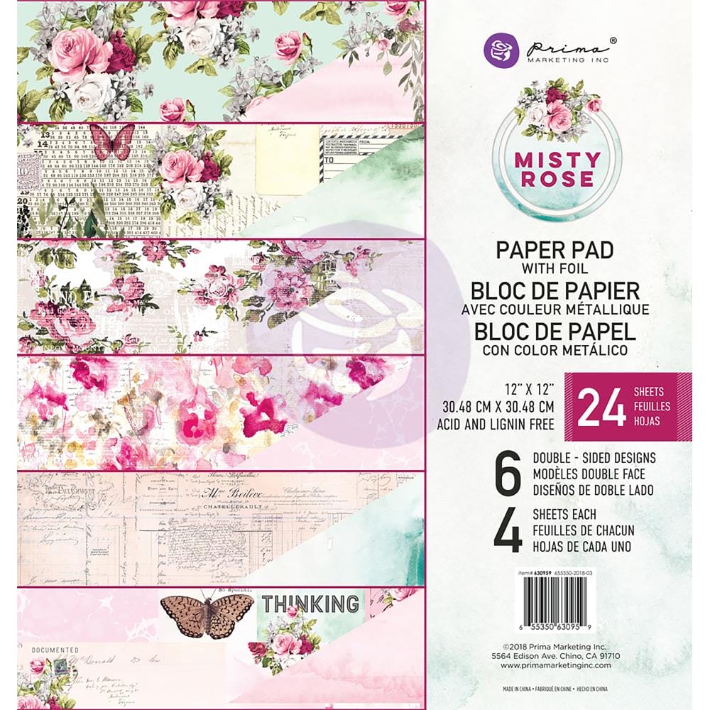 Prima - Misty Rose - 12x12 Paperpack (24 double sided sheets) prima double sided paper misty rose 12by12 Prima - Misty Rose - 12x12 Paperpack (24 double sided sheets)