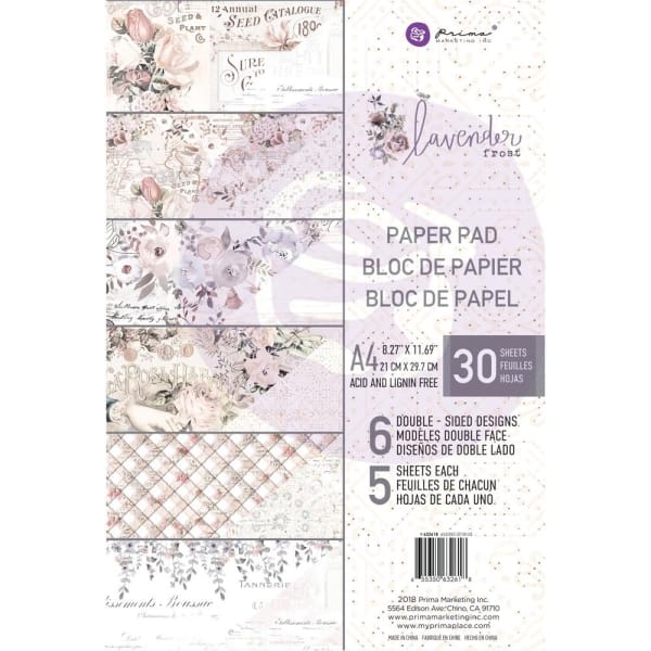 Prima - Lavendar Frost - A4 Paperpack (30 double sided sheets)