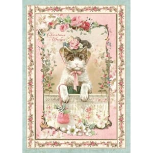 Stamperia Rice Paper A4 - Pink Kitten
