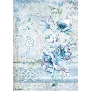 Stamperia Rice Paper A4 - Blue land Flower