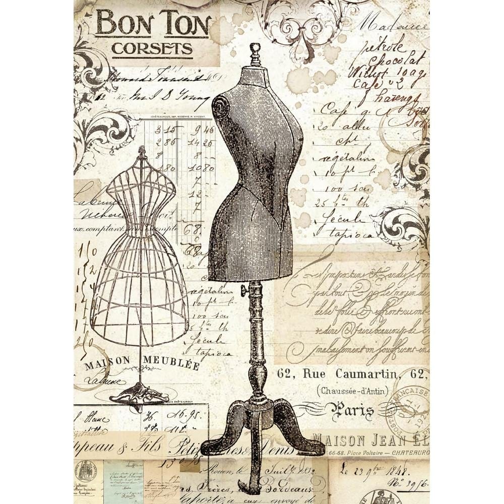 Stamperia Rice Paper A4 - Vintage Mannequin stamperia decoupage paper DFSA4344 Stamperia Rice Paper A4 - Vintage Mannequin