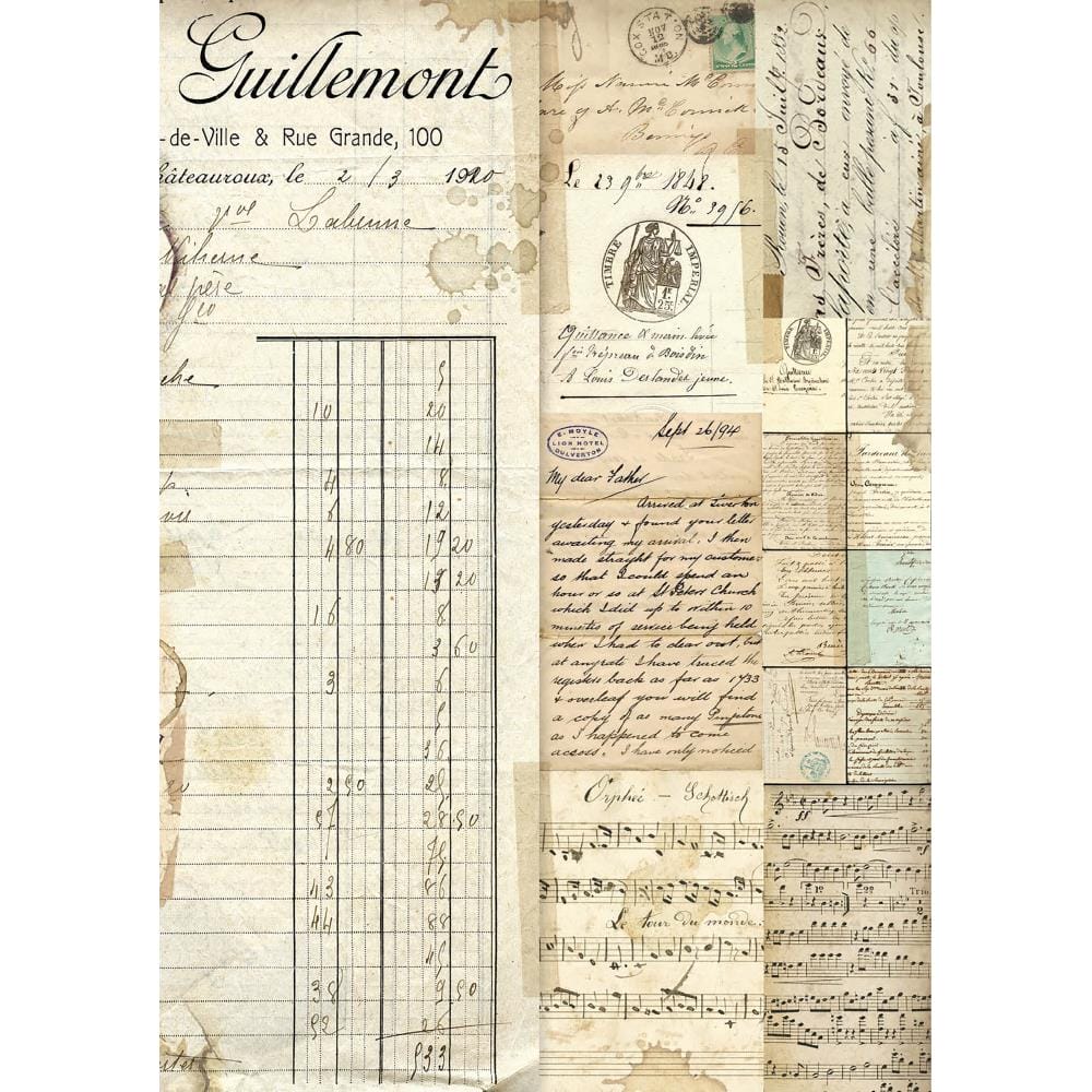 Stamperia Rice Paper A4 - Manuscripts stamperia manuscripts decoupage paper DFSA4322 Stamperia Rice Paper A4 - Manuscripts