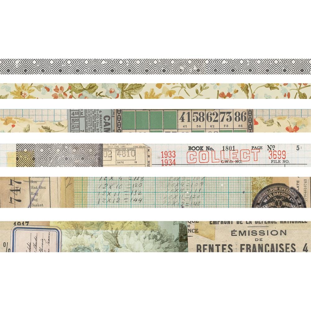 Tim Holtz ideaology Design Tape 6/Pkg - Collector timholtz Washi tape TH93674 collector 1 timholtz_Washi_tape_TH93674_collector_1