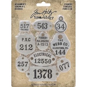 Tim Holtz ideaology Metal Adornments 10/Pkg - Foundry