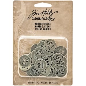 Tim Holtz ideaology Metal Number Tokens 31/Pkg (Antique Silver .75")