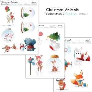 CrafTangles Elements Pack - Christmas Animals (3 sheets of A4)