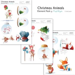 CrafTangles Elements Pack - Christmas Animals (3 sheets of A4)