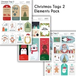 CrafTangles Elements Pack - Christmas Tags 2 (3 sheets of A4)