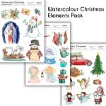 CrafTangles Elements Pack  - Watercolor Christmas (3 sheets of A4)