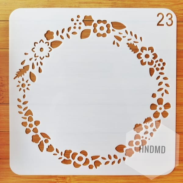 Stencil - Floral Wreath (5 by 5 inch)
