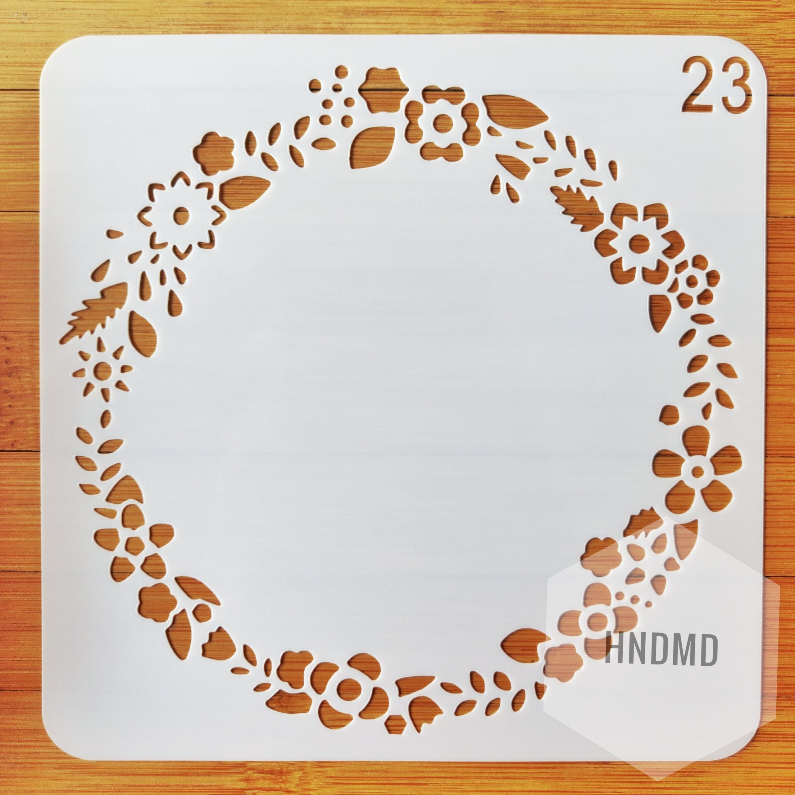 Stencil - Floral Wreath (5 by 5 inch) CHCS 99 23 stencil floral scaled Stencil - Floral Wreath (5 by 5 inch)