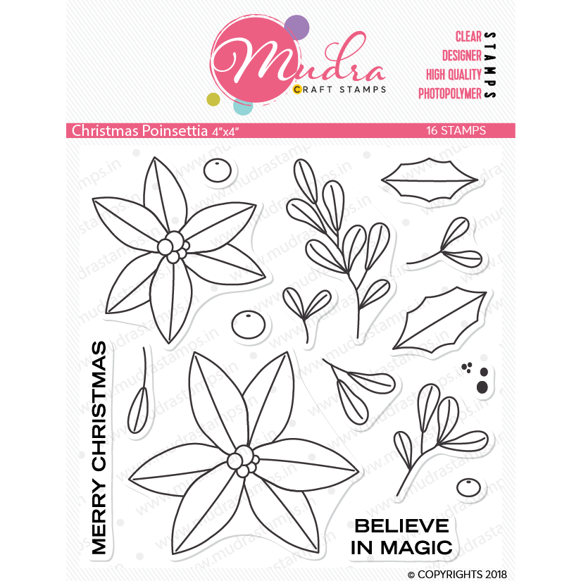 Mudra Craft Stamps - Christmas Poinsettia Christmas Poinsettia 01 Mudra Craft Stamps - Christmas Poinsettia