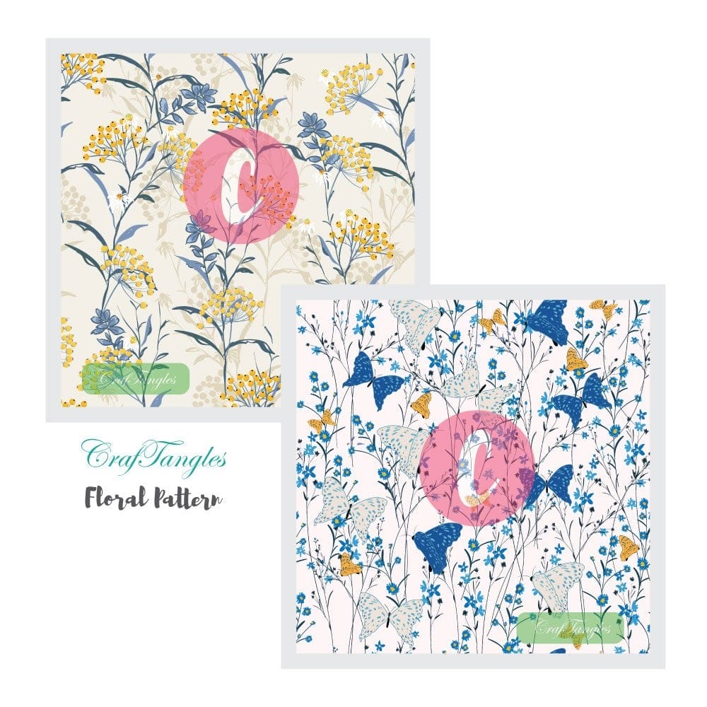CrafTangles Decoupage Paper Pack - Floral Pattern (12 by 12 inch) - 4 sheets Floral Pattern Decoupage 12by12 1 and 2 Floral-Pattern-Decoupage-12by12-1-and-2