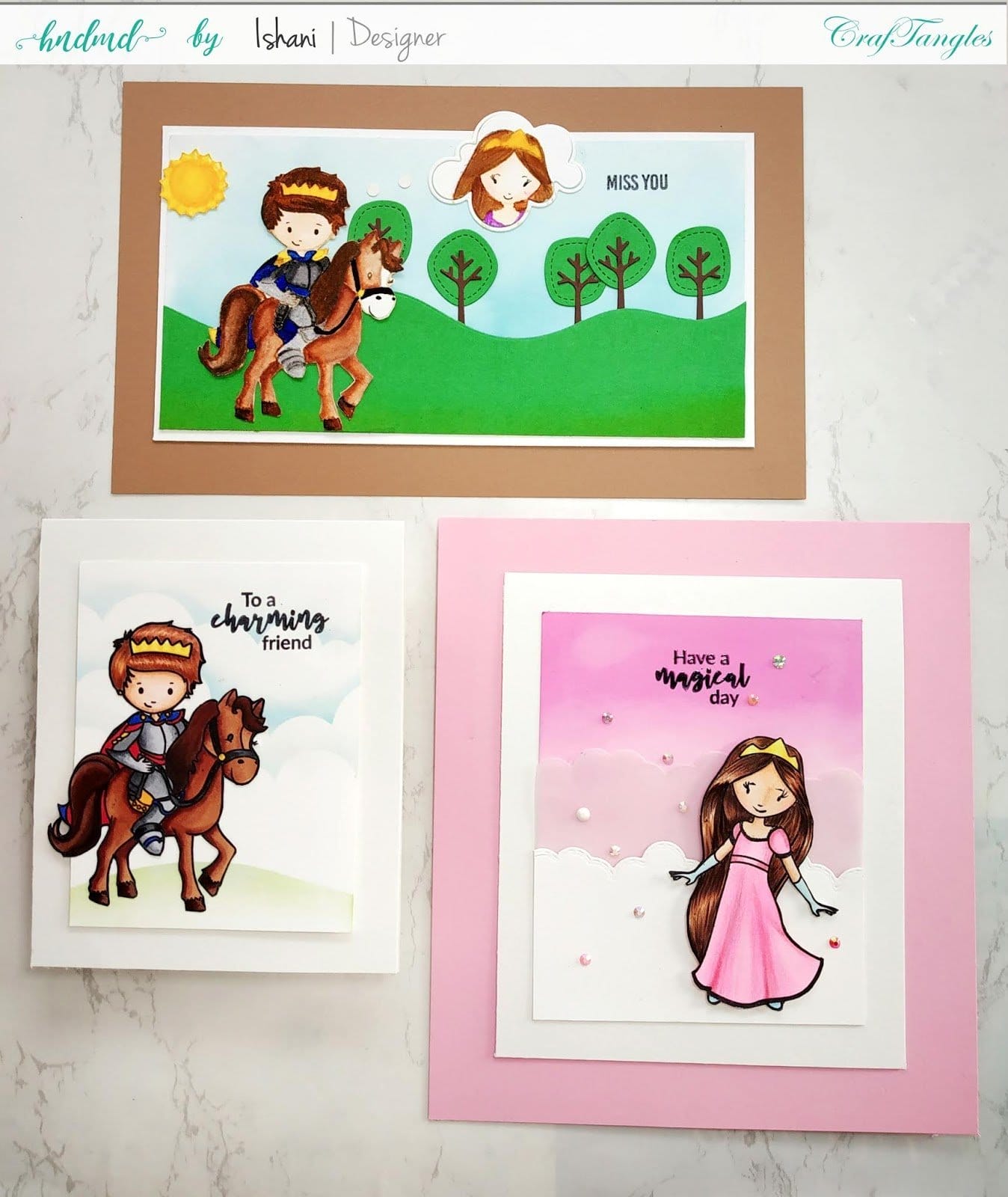 CrafTangles Photopolymer Stamps - Little Prince (4 by 4 stamp) Ishani Prince Princess Cards Ishani_Prince_Princess_Cards