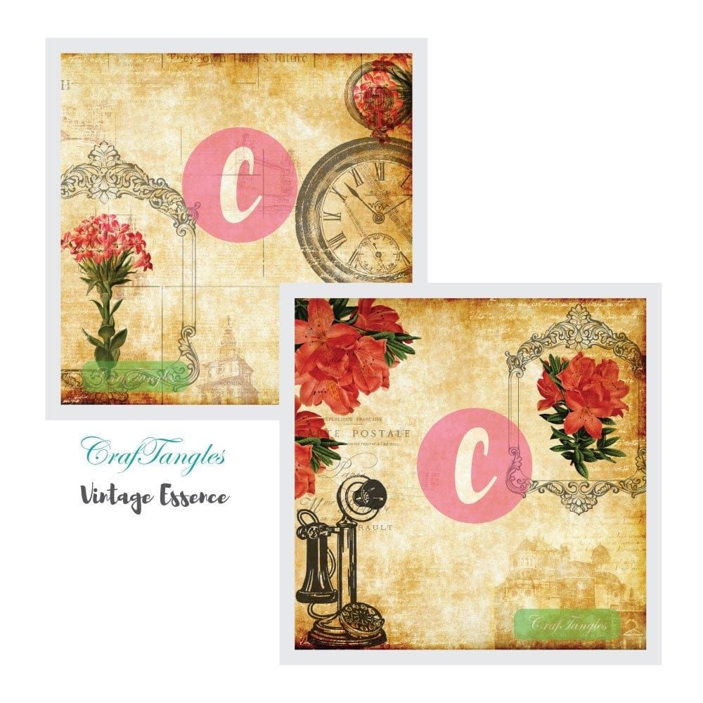 CrafTangles Decoupage Paper Pack - Vintage Essence (12 by 12 inch) - 4 sheets Vintage Essence Decoupage 12x12 34 Vintage-Essence--Decoupage-12x12-3+4