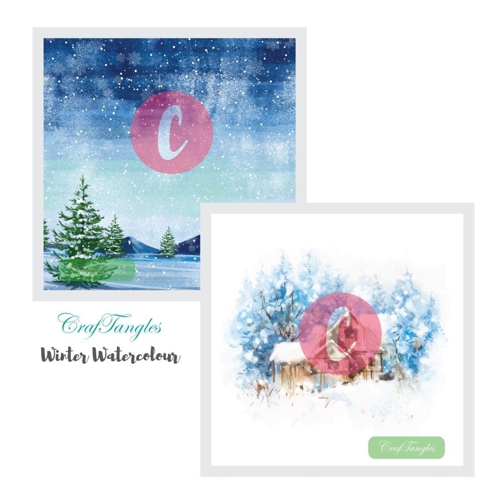 CrafTangles Decoupage Paper Pack - Winter Watercolor (12 by 12 inch) - 4 sheets Winter Watercolor Decoupage 12by12 12 Winter-Watercolor-Decoupage-12by12-1+2
