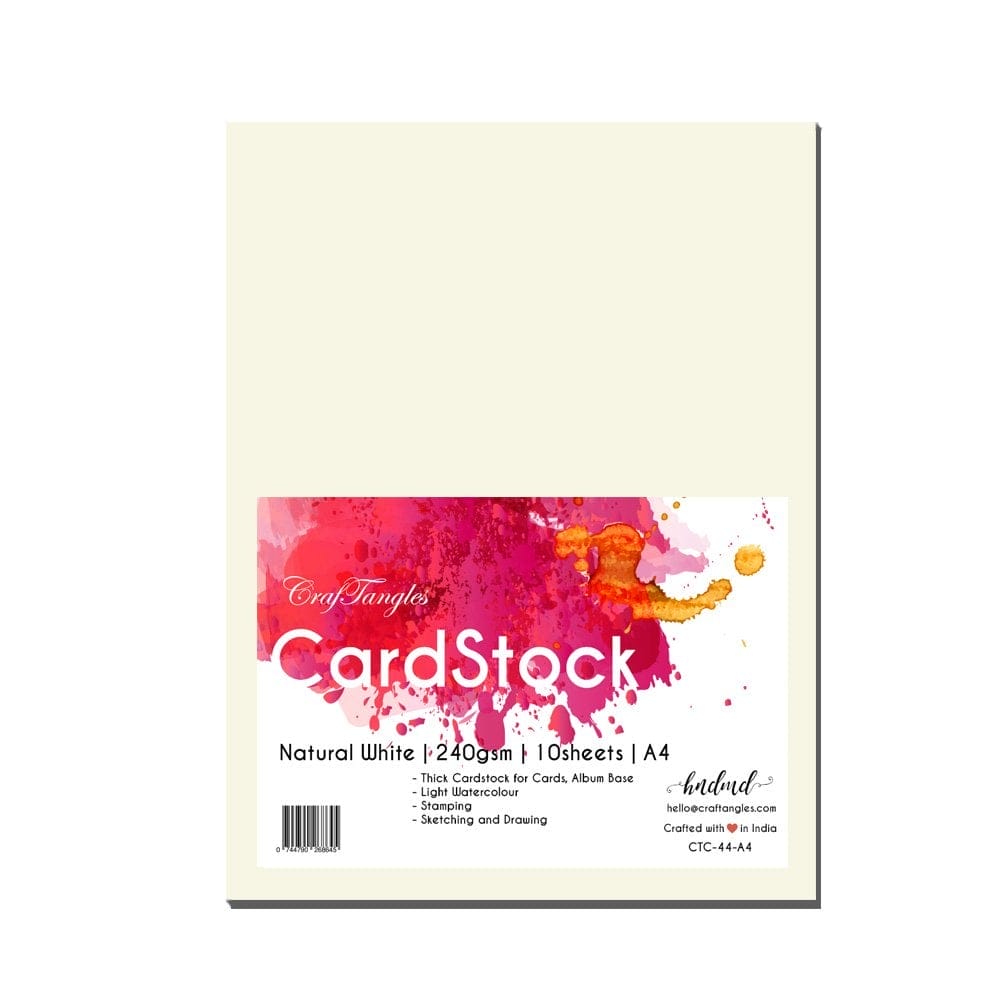 CrafTangles Natural white cardstock A4 (240 gsm) (Set of 10 sheets) ctc 44 A4 Natural White 240GSM A4 CrafTangles Natural white cardstock A4 (240 gsm) (Set of 10 sheets)