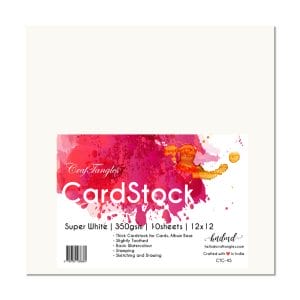 CrafTangles cardstock 12" by 12" (350 gsm) (Set of 10 sheets) - Super White
