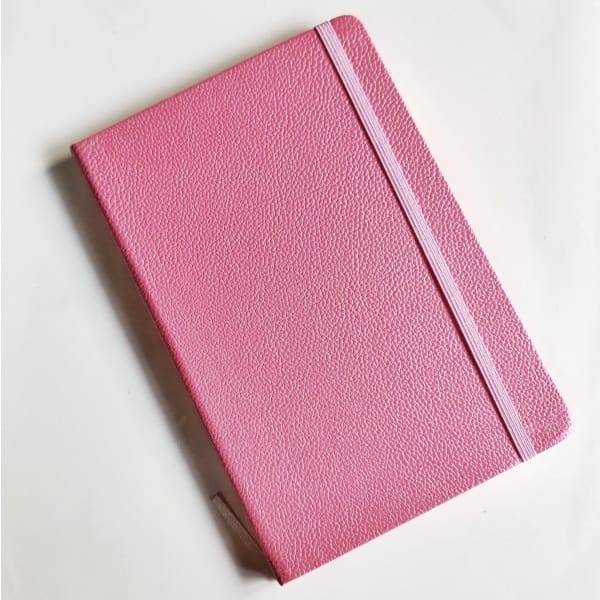 Hardbound Notebooks or Diary (5.5 by 8 inch) - Smooth Leather Effect - Pink