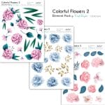 CrafTangles Elements Pack  - Colorful Flowers 2 (3 sheets of A4)