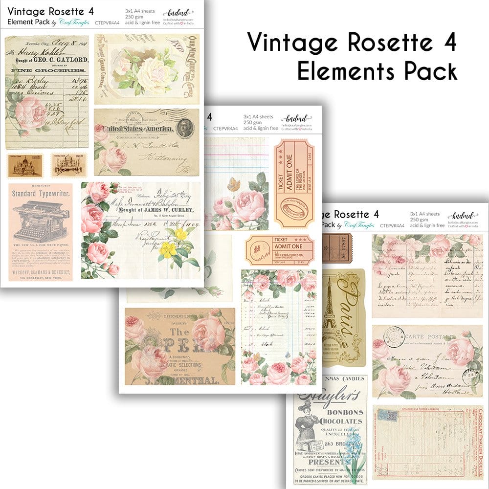 CrafTangles Elements Pack - Vintage Rosette 4 (3 sheets of A4) 28 Vintage Rosette 4 CrafTangles Elements Pack - Vintage Rosette 4 (3 sheets of A4)