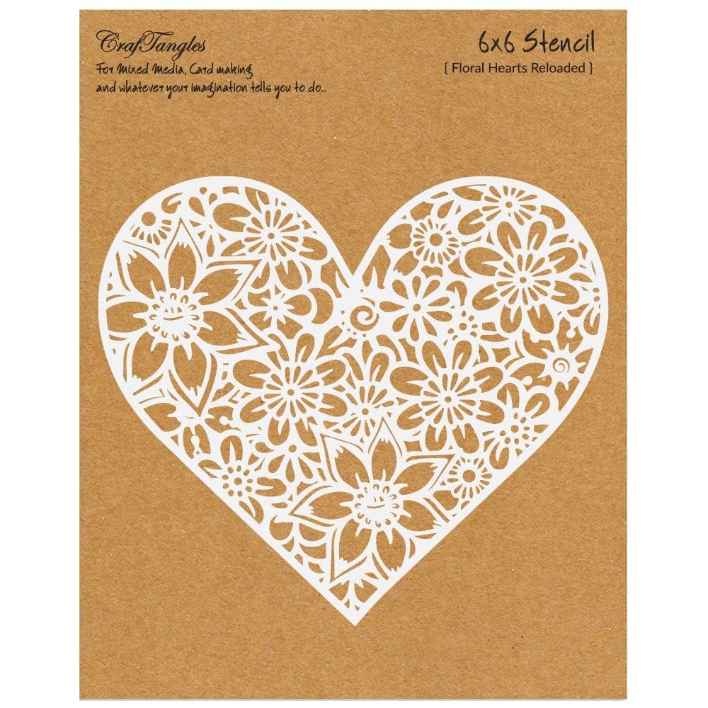 CrafTangles 6"x6" Stencil - Floral Heart Reloaded CTCS112 Floral Hearts Reloaded CrafTangles 6"x6" Stencil - Floral Heart Reloaded