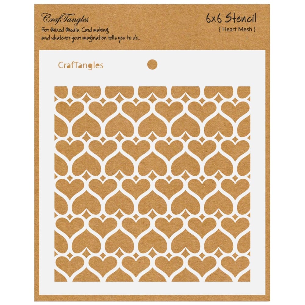CrafTangles 6"x6" Stencil - Heart Mesh CTCS113 Heart Mesh CrafTangles 6"x6" Stencil - Heart Mesh