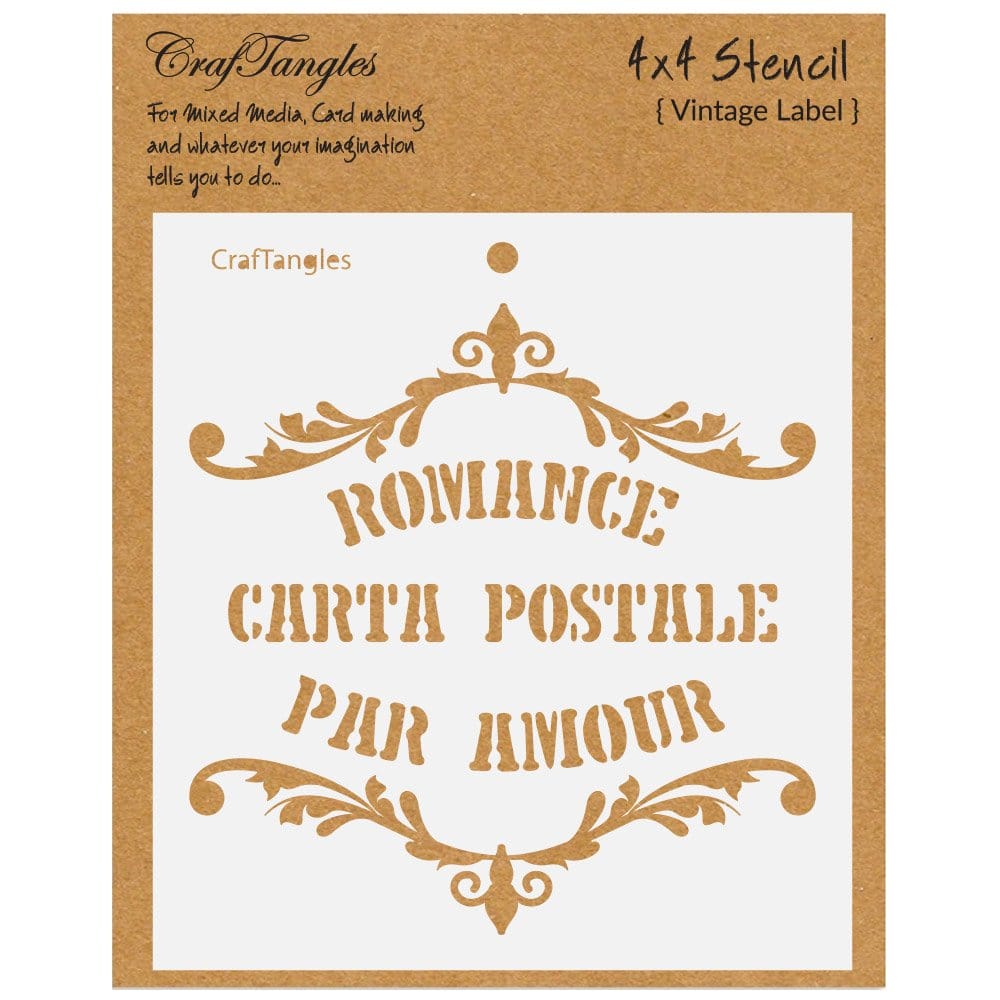CrafTangles 4"x4" Stencil - Vintage Label CTCS117 Vintage Label CrafTangles 4"x4" Stencil - Vintage Label