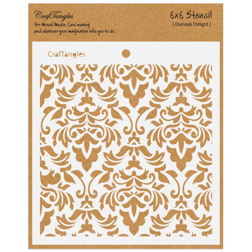 CrafTangles 6"x6" Stencil - Damask Delight CTCS118 Damask Delight CrafTangles 6"x6" Stencil - Damask Delight