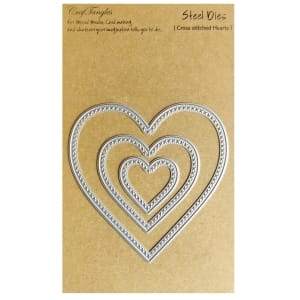 CrafTangles Steel Dies - Cross Stitched Hearts (Set of 3 dies)