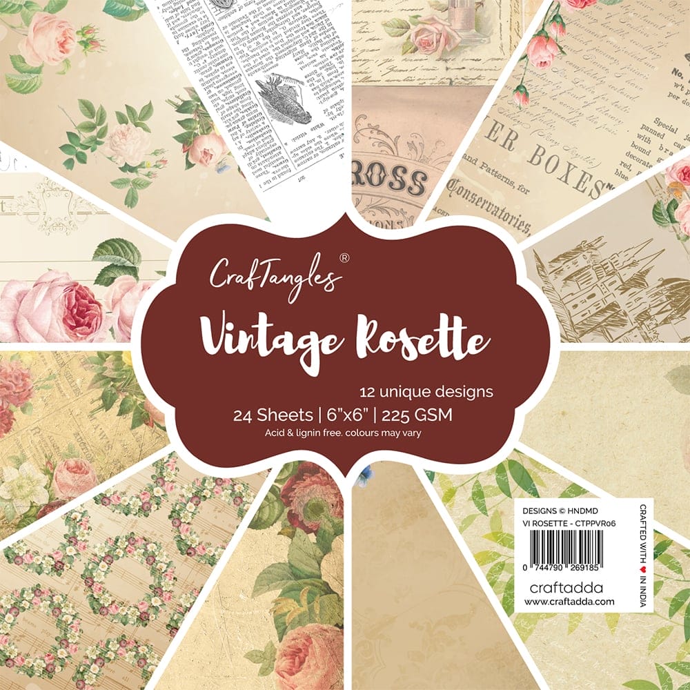 CrafTangles Scrapbook Paper Pack - Vintage Rosette (6"x6")