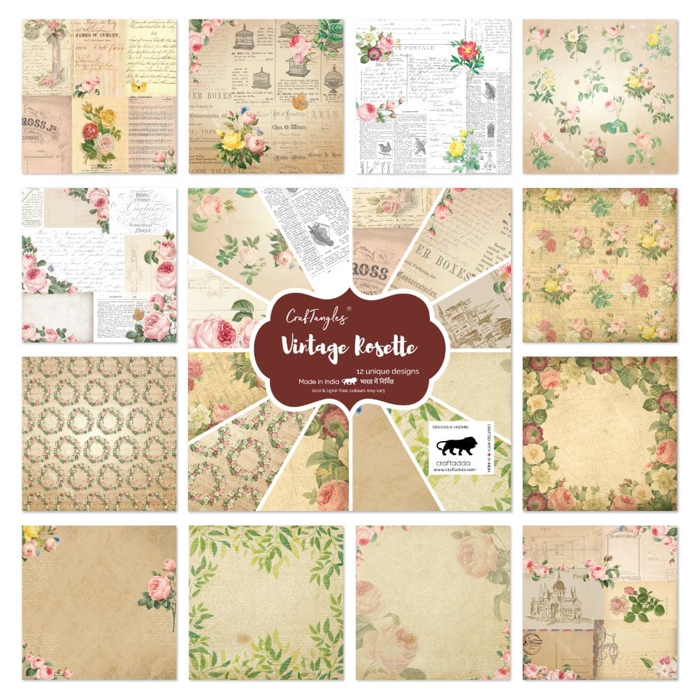 CrafTangles Scrapbook Paper Pack - Vintage Rosette (12"x12") - Image 2
