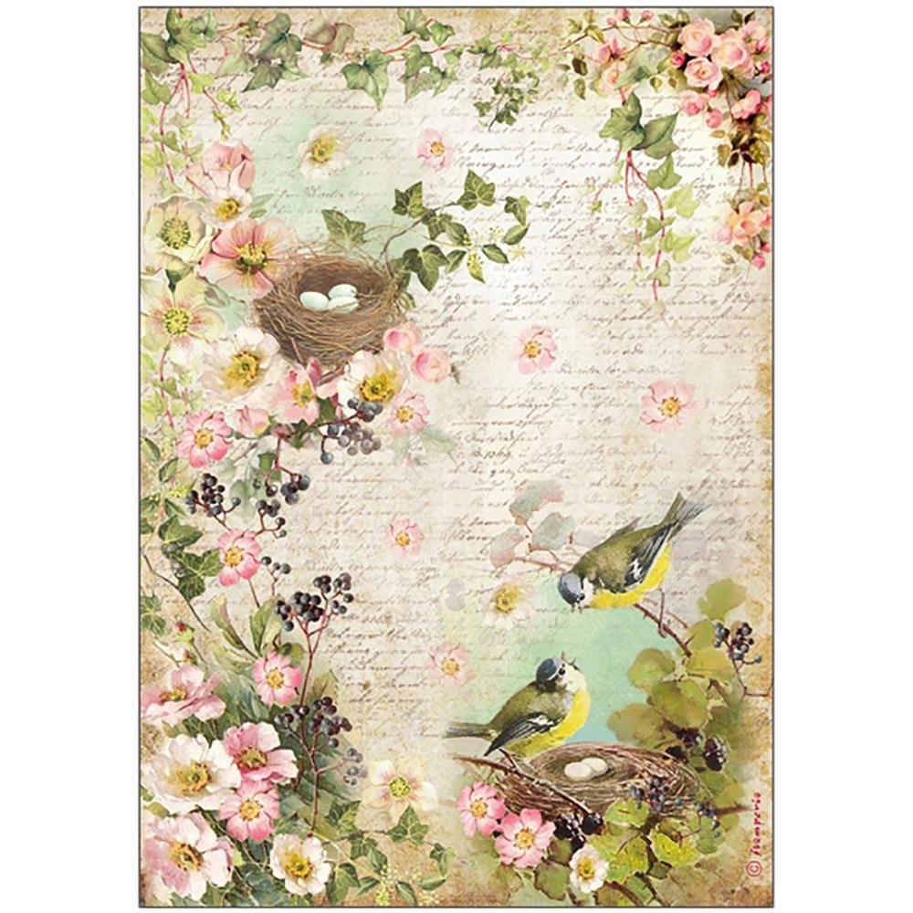 Stamperia Rice Paper A4 - Flower Nest DFSA4179 Stamperia A4 rice paper for decoupage Stamperia Rice Paper A4 - Flower Nest