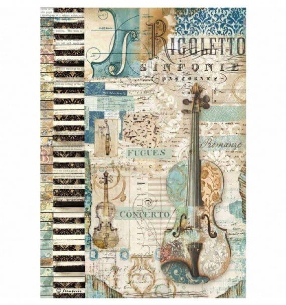 Stamperia Rice Paper A4 - Violin DFSA4324 Stamperia A4 rice paper for decoupage Stamperia Rice Paper A4 - Violin