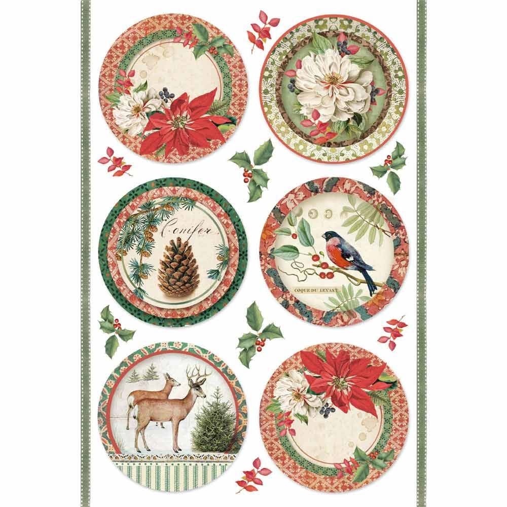 Stamperia Rice Paper A4 - Winter Botanic Spheres DFSA4325 Stamperia A4 rice paper for decoupage Stamperia Rice Paper A4 - Winter Botanic Spheres