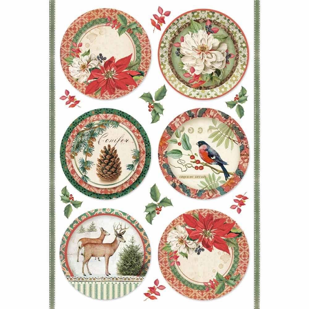 Stamperia Rice Paper A4 - Winter Botanic Spheres DFSA4325 Stamperia A4 rice paper for decoupage Stamperia Rice Paper A4 - Winter Botanic Spheres