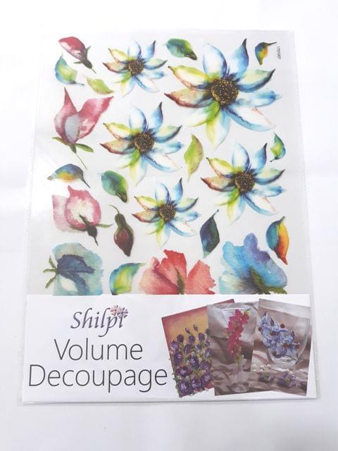 Shilpi Transparent Sospeso / Volume Decoupage Sheet - Blue Florals