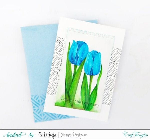 CrafTangles liquid watercolor (15 ml) - Evergreen blue tulips set blue_tulips_set